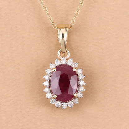 1.60 Carat Genuine Ruby and White Diamond 10K Yellow Gold Pendant by Bids.com