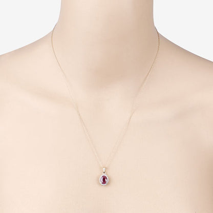 1.60 Carat Genuine Ruby and White Diamond 10K Yellow Gold Pendant by Bids.com