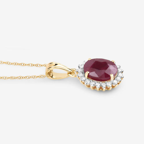 1.60 Carat Genuine Ruby and White Diamond 10K Yellow Gold Pendant by Bids.com