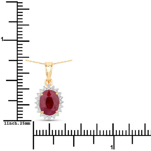 1.60 Carat Genuine Ruby and White Diamond 10K Yellow Gold Pendant by Bids.com