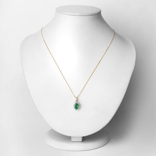 1.36 Carat Genuine Zambian Emerald and White Diamond 10K Yellow Gold Pendant by Bids.com