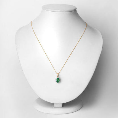 1.36 Carat Genuine Zambian Emerald and White Diamond 10K Yellow Gold Pendant by Bids.com
