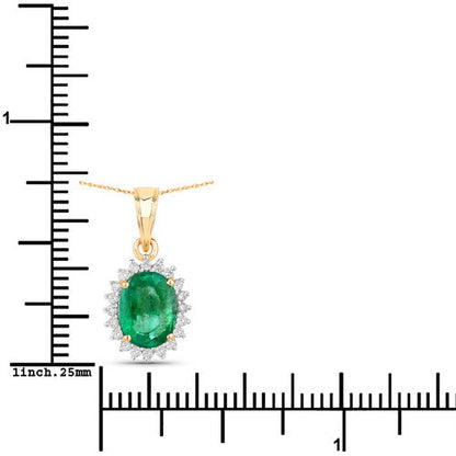 1.36 Carat Genuine Zambian Emerald and White Diamond 10K Yellow Gold Pendant by Bids.com