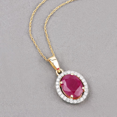 2.51 Carat Genuine Ruby and White Diamond 10K Yellow Gold Pendant by Bids.com