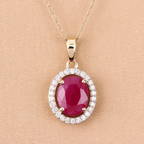 2.51 Carat Genuine Ruby and White Diamond 10K Yellow Gold Pendant by Bids.com