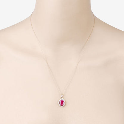 2.51 Carat Genuine Ruby and White Diamond 10K Yellow Gold Pendant by Bids.com