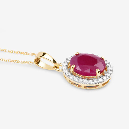 2.51 Carat Genuine Ruby and White Diamond 10K Yellow Gold Pendant by Bids.com