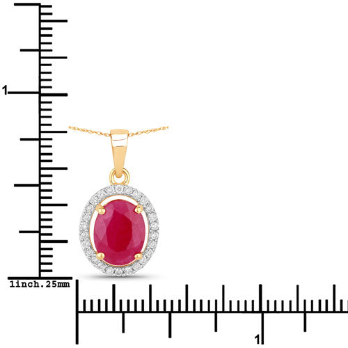 2.51 Carat Genuine Ruby and White Diamond 10K Yellow Gold Pendant by Bids.com
