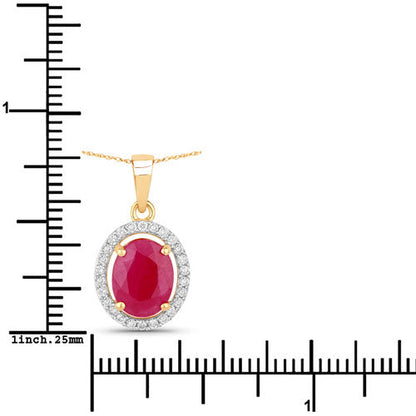2.51 Carat Genuine Ruby and White Diamond 10K Yellow Gold Pendant by Bids.com