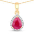 1.55 Carat Genuine Ruby and White Diamond 10K Yellow Gold Pendant  DestGlow