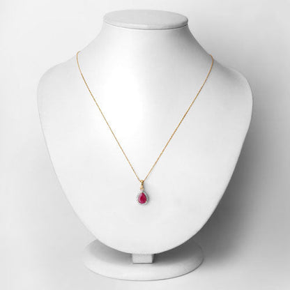 1.55 Carat Genuine Ruby and White Diamond 10K Yellow Gold Pendant  DestGlow