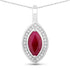 1.52 Carat Genuine Ruby and White Diamond 10K White Gold Pendant  DestGlow