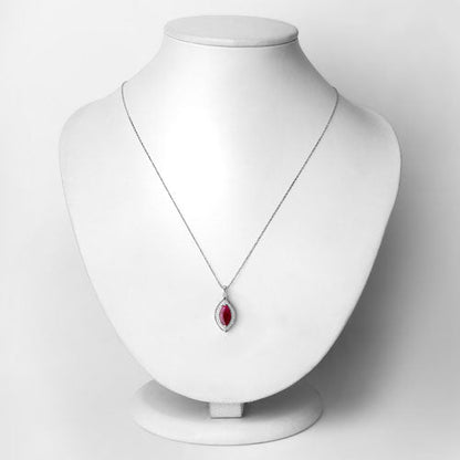 1.52 Carat Genuine Ruby and White Diamond 10K White Gold Pendant  DestGlow