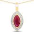 1.52 Carat Genuine Ruby and White Diamond 10K Yellow Gold Pendant by Bids.com