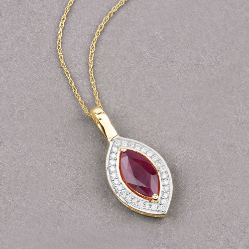 1.52 Carat Genuine Ruby and White Diamond 10K Yellow Gold Pendant by Bids.com