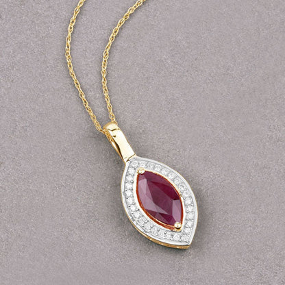1.52 Carat Genuine Ruby and White Diamond 10K Yellow Gold Pendant by Bids.com