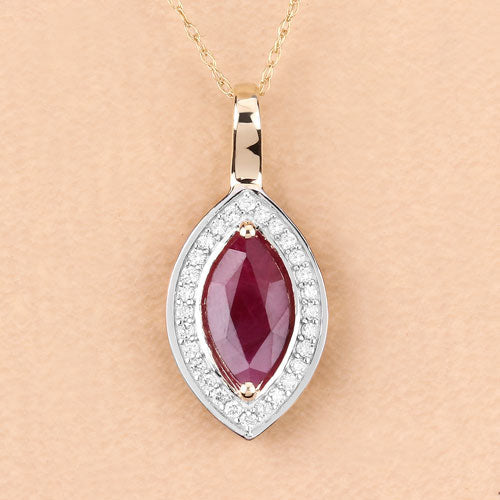 1.52 Carat Genuine Ruby and White Diamond 10K Yellow Gold Pendant by Bids.com