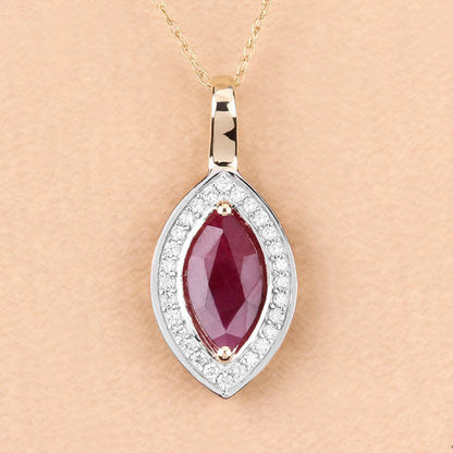 1.52 Carat Genuine Ruby and White Diamond 10K Yellow Gold Pendant by Bids.com
