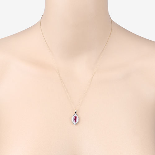 1.52 Carat Genuine Ruby and White Diamond 10K Yellow Gold Pendant by Bids.com