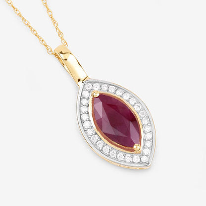 1.52 Carat Genuine Ruby and White Diamond 10K Yellow Gold Pendant by Bids.com