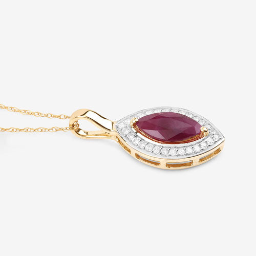 1.52 Carat Genuine Ruby and White Diamond 10K Yellow Gold Pendant by Bids.com