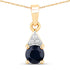 0.88 Carat Genuine Blue Sapphire and White Diamond 10K Yellow Gold Pendant  DestGlow