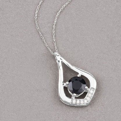 1.24 Carat Genuine Blue Sapphire and White Diamond 10K White Gold Pendant by Bids.com