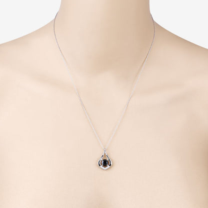 1.24 Carat Genuine Blue Sapphire and White Diamond 10K White Gold Pendant by Bids.com
