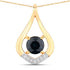 1.24 Carat Genuine Blue Sapphire and White Diamond 10K Yellow Gold Pendant  DestGlow