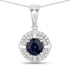 1.71 Carat Genuine Blue Sapphire and White Diamond 10K White Gold Pendant  DestGlow