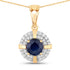 1.71 Carat Genuine Blue Sapphire and White Diamond 10K Yellow Gold Pendant  DestGlow