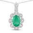 0.79 Carat Genuine Zambian Emerald and White Diamond 10K White Gold Pendant by Bids.com