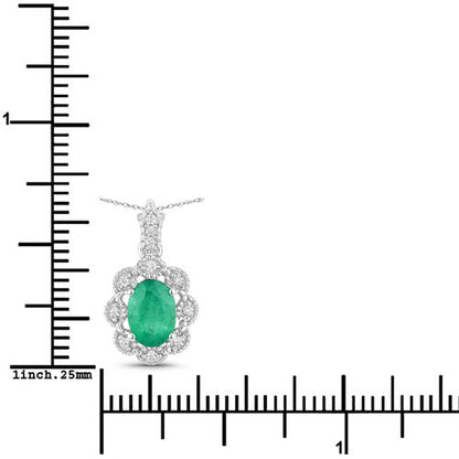 0.79 Carat Genuine Zambian Emerald and White Diamond 10K White Gold Pendant by Bids.com