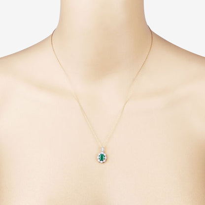 0.79 Carat Genuine Zambian Emerald and White Diamond 10K Yellow Gold Pendant by Bids.com