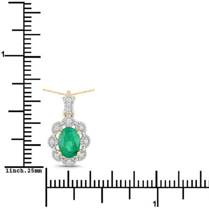 0.79 Carat Genuine Zambian Emerald and White Diamond 10K Yellow Gold Pendant by Bids.com