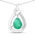 1.18 Carat Genuine Zambian Emerald and White Diamond 10K White Gold Pendant by Bids.com