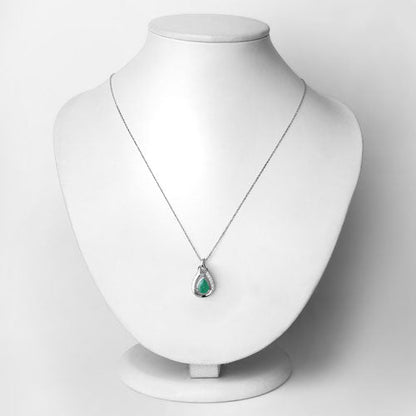 1.18 Carat Genuine Zambian Emerald and White Diamond 10K White Gold Pendant by Bids.com
