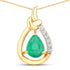 1.18 Carat Genuine Zambian Emerald and White Diamond 10K Yellow Gold Pendant by Bids.com