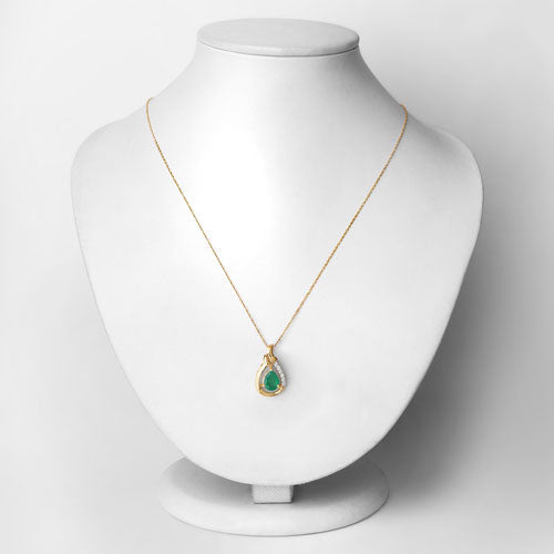 1.18 Carat Genuine Zambian Emerald and White Diamond 10K Yellow Gold Pendant by Bids.com