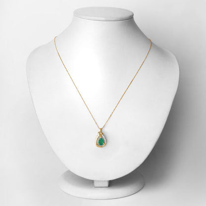 1.18 Carat Genuine Zambian Emerald and White Diamond 10K Yellow Gold Pendant by Bids.com