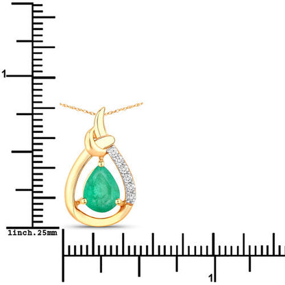 1.18 Carat Genuine Zambian Emerald and White Diamond 10K Yellow Gold Pendant by Bids.com