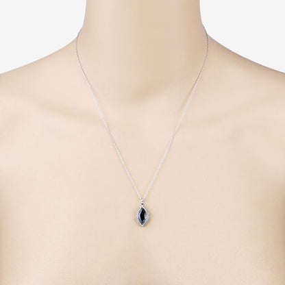 2.29 Carat Genuine Blue Sapphire and White Diamond 10K White Gold Pendant by Bids.com