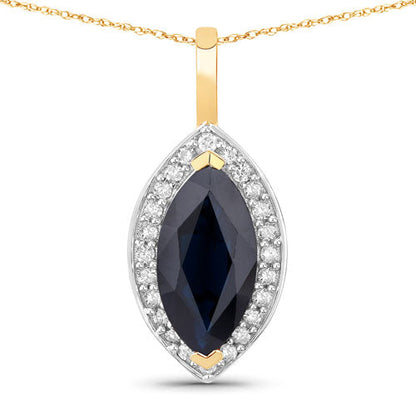 2.29 Carat Genuine Blue Sapphire and White Diamond 10K Yellow Gold Pendant by Bids.com