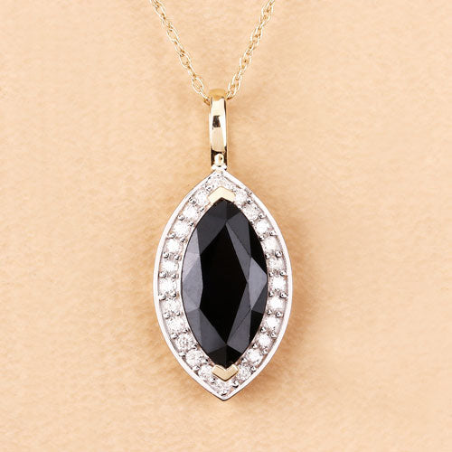 2.29 Carat Genuine Blue Sapphire and White Diamond 10K Yellow Gold Pendant by Bids.com