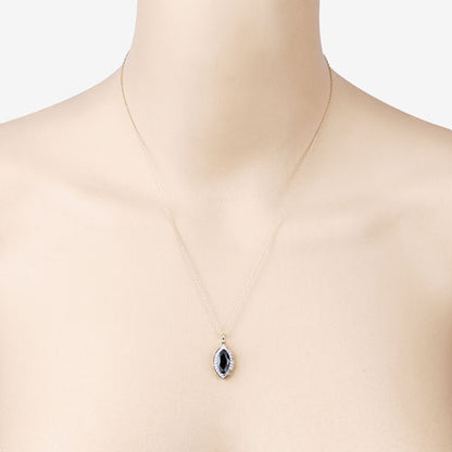 2.29 Carat Genuine Blue Sapphire and White Diamond 10K Yellow Gold Pendant by Bids.com