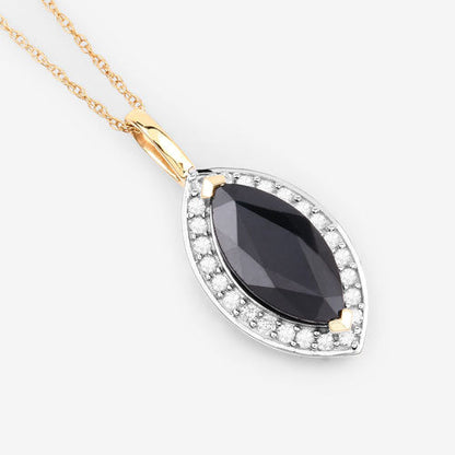 2.29 Carat Genuine Blue Sapphire and White Diamond 10K Yellow Gold Pendant by Bids.com
