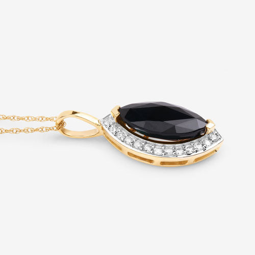 2.29 Carat Genuine Blue Sapphire and White Diamond 10K Yellow Gold Pendant by Bids.com