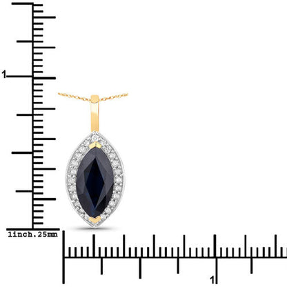 2.29 Carat Genuine Blue Sapphire and White Diamond 10K Yellow Gold Pendant by Bids.com