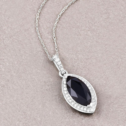 2.27 Carat Genuine Blue Sapphire and White Diamond 10K White Gold Pendant by Bids.com