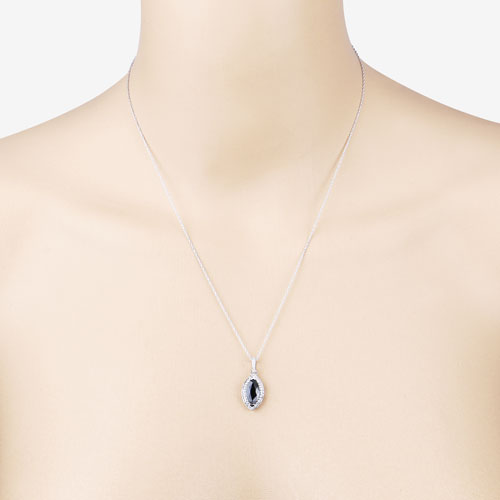 2.27 Carat Genuine Blue Sapphire and White Diamond 10K White Gold Pendant by Bids.com